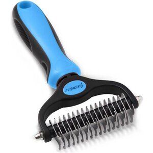 Pet Grooming Tool- 2 Sided Undercoat Rake for Dogs &Cats-Safe and Effective Comb